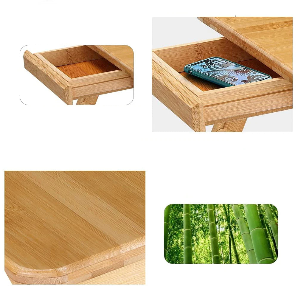 Justerbart Bambus Laptopbord til Seng og Sofa