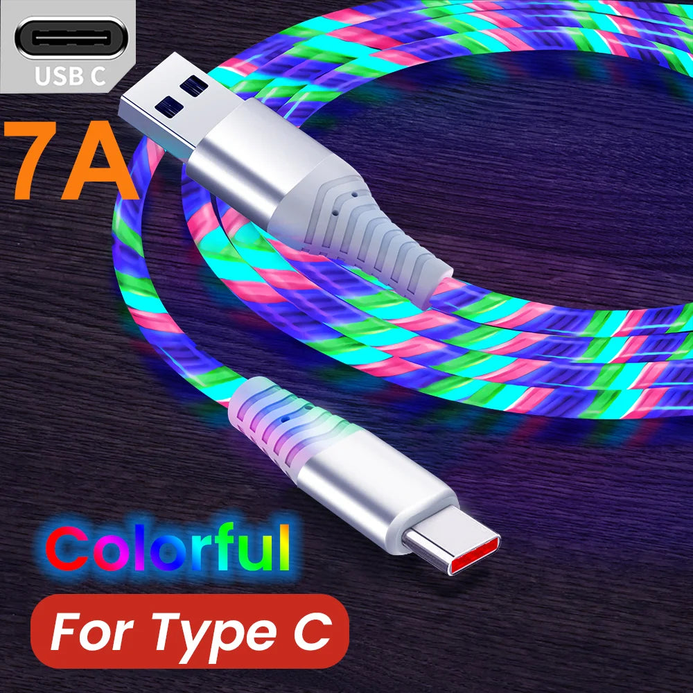 Lysende USB-C og Micro Hurtigopladerkabel