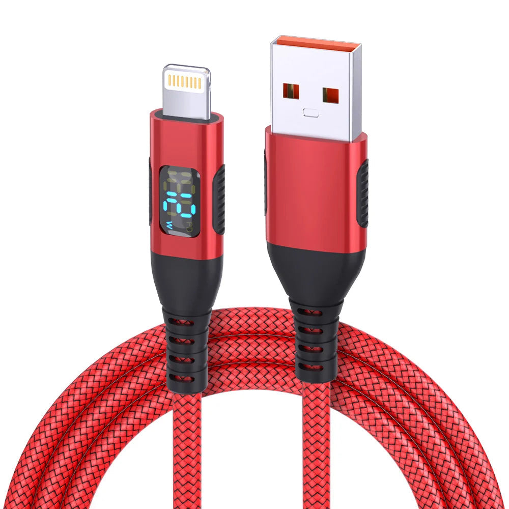 USB-A til Lightning Opladningskabel med LED-Display