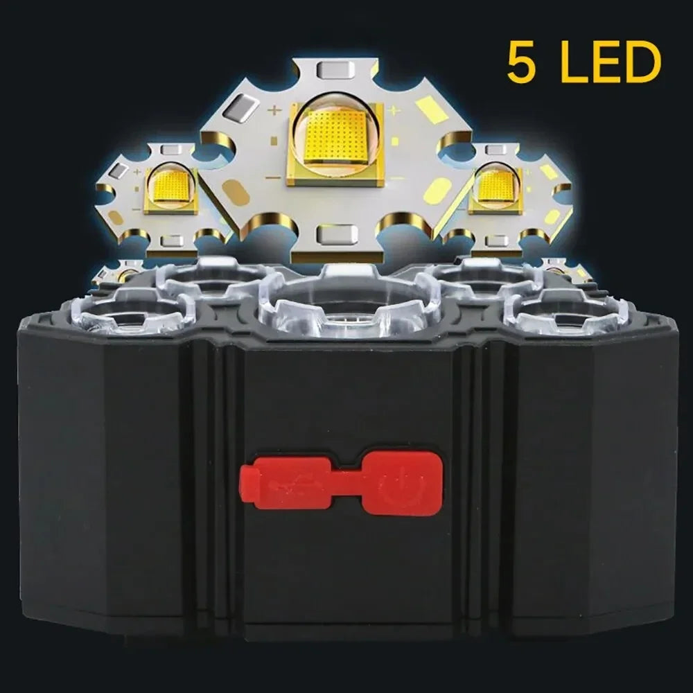 5 LED USB Genopladelig Pandelampe