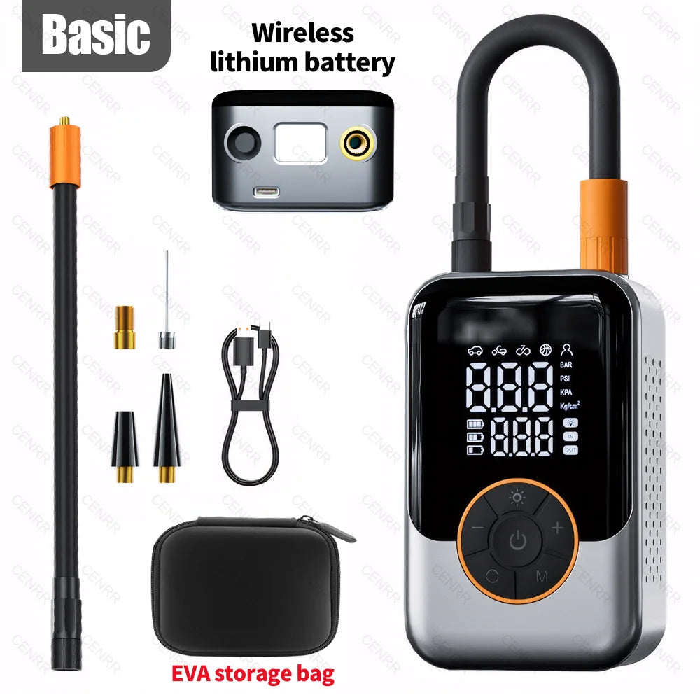 Bærbar Mini Elektrisk Dækpumpe Trådløs Luftpumpe