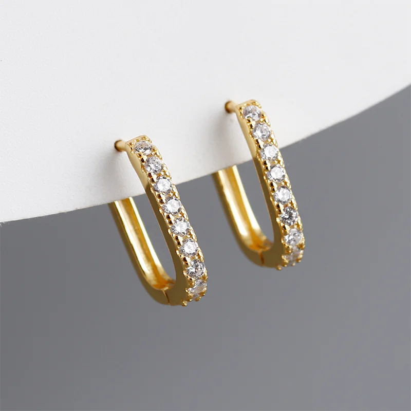 Elegante Firkantede Zirconia Hoop Øreringe