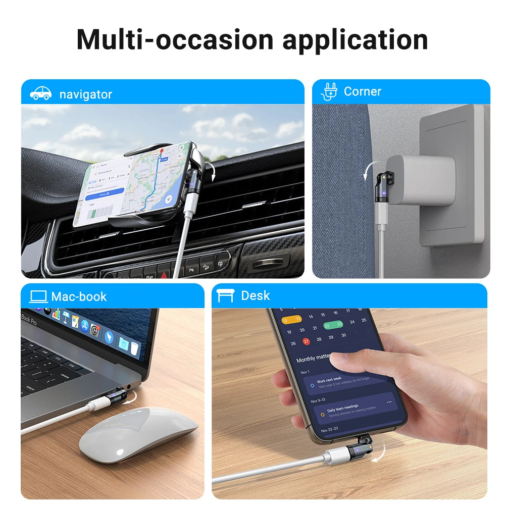 PD240W 540° Roterende USB-C Hurtig Opladningsadapter