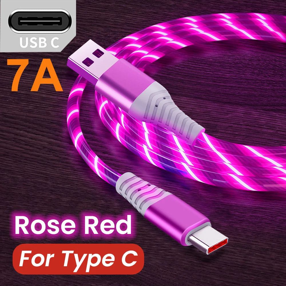 Lysende USB-C og Micro Hurtigopladerkabel