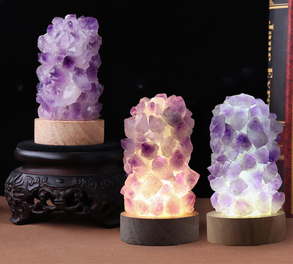 USB Ametyst Krystal Dekorationsnatlampe
