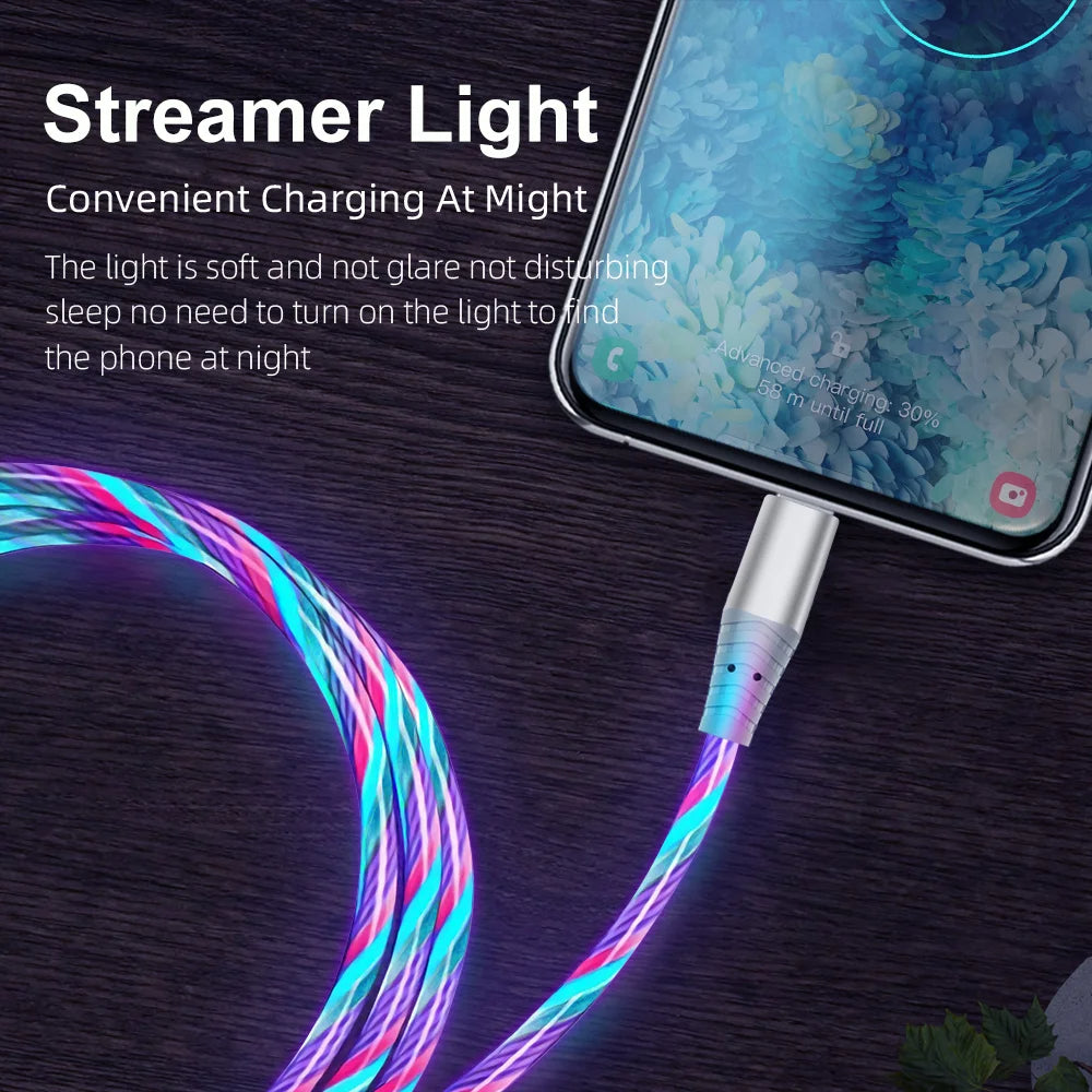 Lysende USB-C og Micro Hurtigopladerkabel