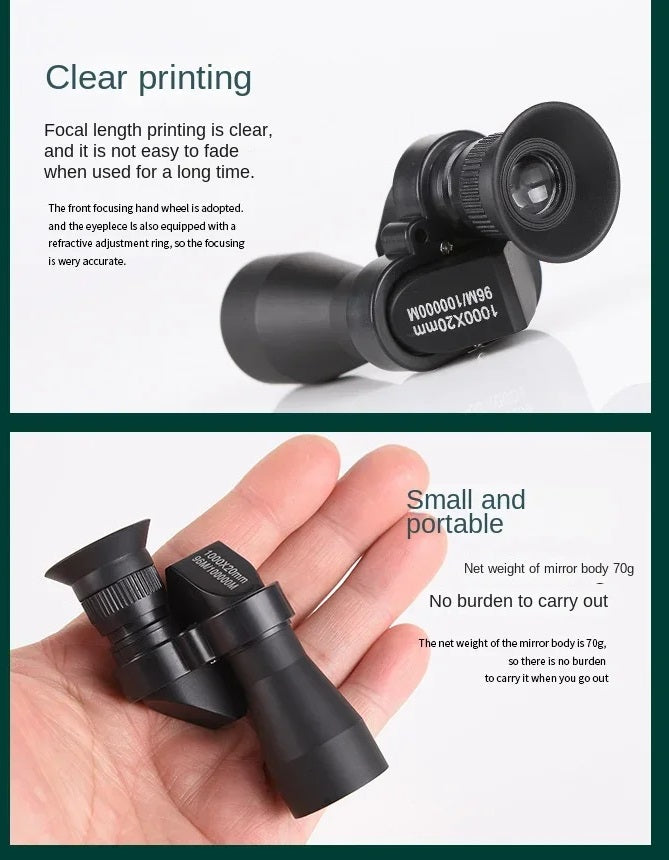 Bærbar Monokulær Kikkert med Høj Forstørrelse til Udendørs Brug