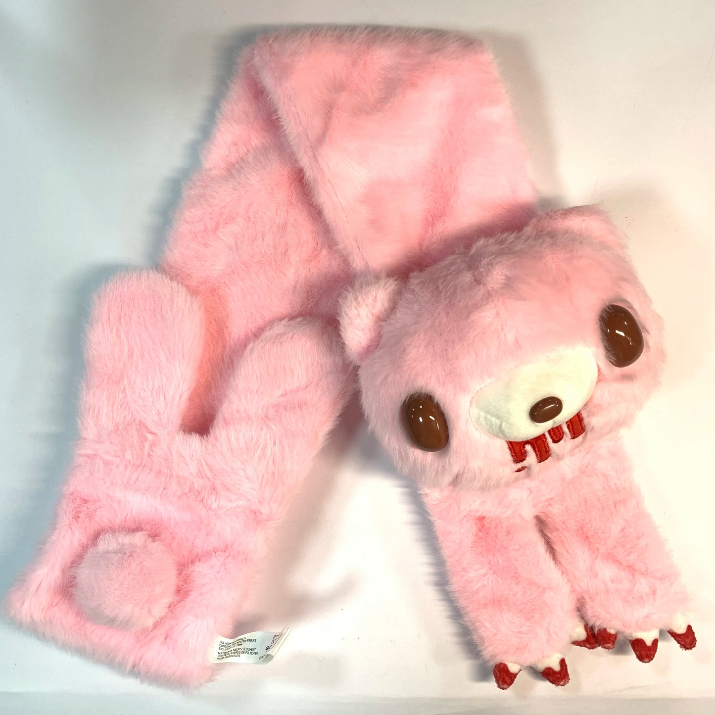 Lyserød Gloomy Bear Plys Halstørklæde