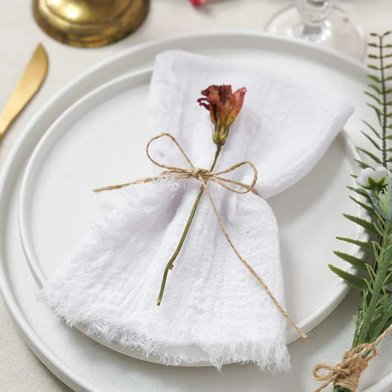 10 Stk. Vintage Bomuldsservietter til Bryllup og Fest