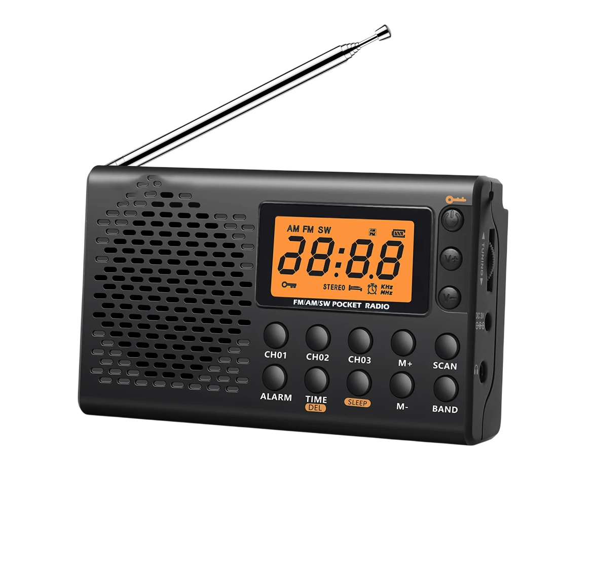 Bærbar FM-Radio med Digitalt Ur og Sluk-Timer