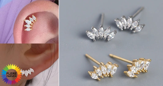 Ægte 925 Sterlingsølv Ørestikker med Krone-Design