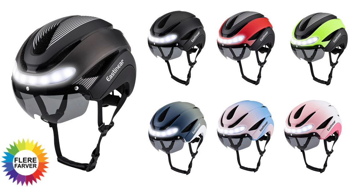 Cykelhjelm med LED-Lys og Visir