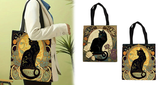 Retro Linnedtaske med Sort Kat