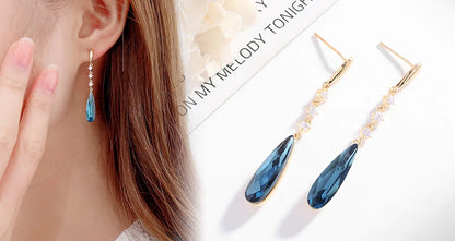 Elegante Blå Dråbeøreringe til Kvinder