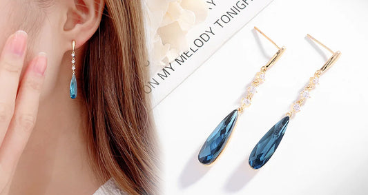Elegante Blå Dråbeøreringe til Kvinder