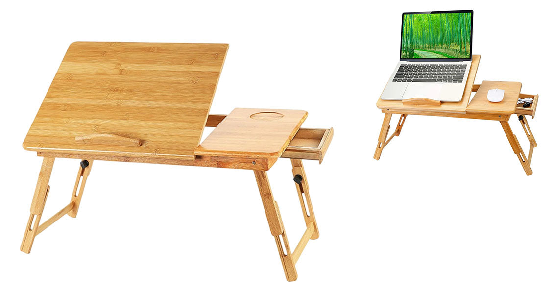 Justerbart Bambus Laptopbord til Seng og Sofa