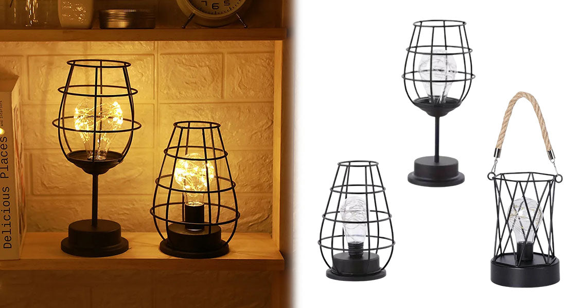 Batteridrevet LED Natlampe med Jernbur