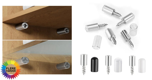 Hyldestøtte-skruer til Skab med Gummihylster (4/8/12/16 stk sæt)