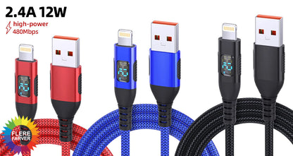 USB-A til Lightning Opladningskabel med LED-Display