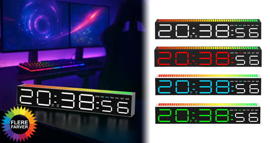 LED-skrivebordsvækkeur med Rytmelys