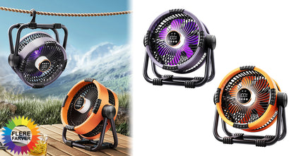 Genopladelig Campingventilator med Lys
