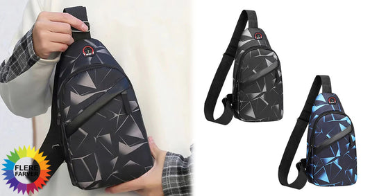 Herre Casual Crossbody Brysttaske med Geometrisk Mønster