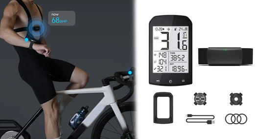 Smart GPS-Cykelcomputer med Hastighedsmåling og Medfølgende ANT+/Bluetooth-Pulsbælte til Komplet Præstationsovervågning
