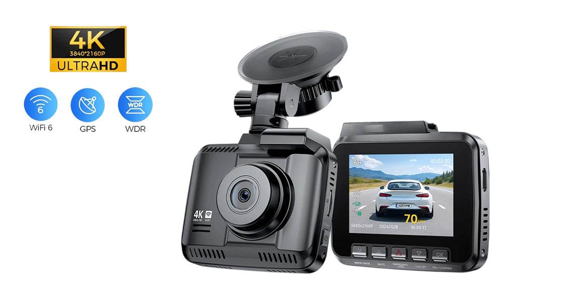 4K Bilkamera med GPS, Wi-Fi og Nattesyn