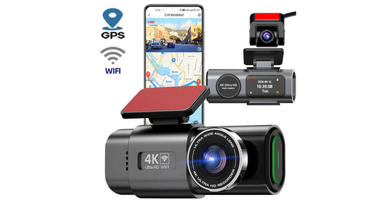 4K Dashcam med Dobbelt Linse, GPS & Wi-Fi