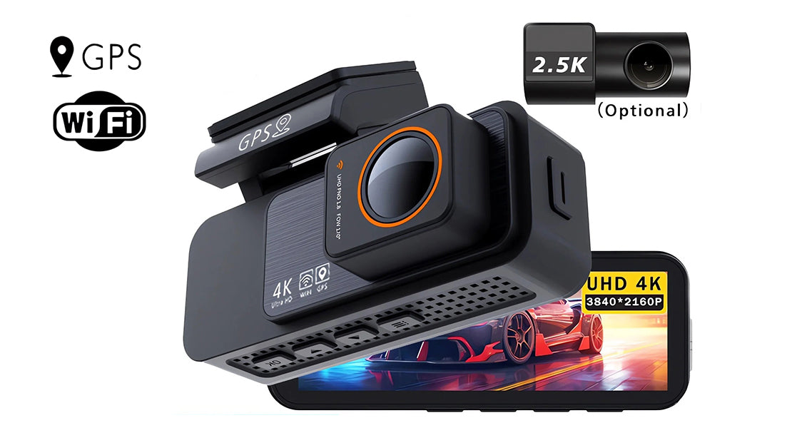 4K Dashcam med GPS og Bakkamera