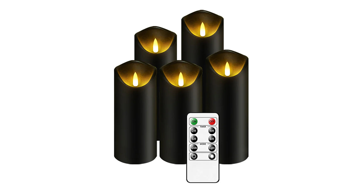 Sæt med 5 Flammefri LED-lys med Realistiske Flammer