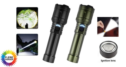 3-i-1 Genopladelig Lommelygte, Lighter & Powerbank