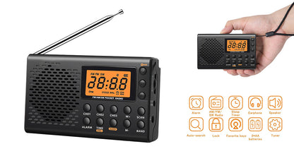 Bærbar FM-Radio med Digitalt Ur og Sluk-Timer