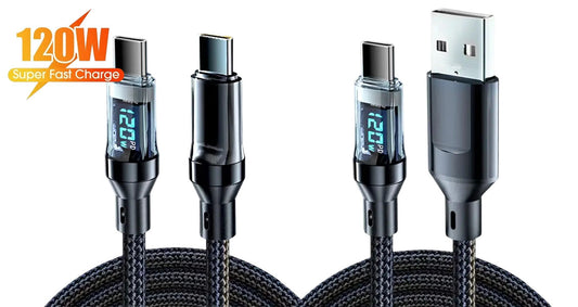 120W USB-C Hurtigopladningskabel med LED-Display