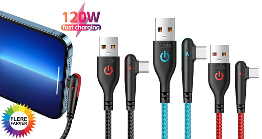 90 Graders USB-C Hurtigopladningskabel 120W