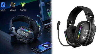 Trådløst Gaming Headset med 3 Tilstande og HD-mikrofon