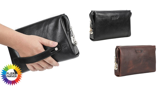 Herre Clutchpung i Ægte Læder med Lås