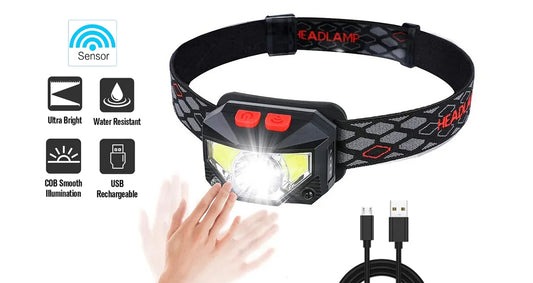 USB-Genopladelig Pandelampe med Bevægelsessensor