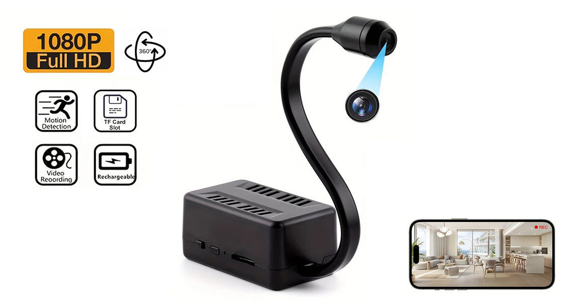 HD 1080P Mini WiFi-sikkerhedskamera med Persondetektion