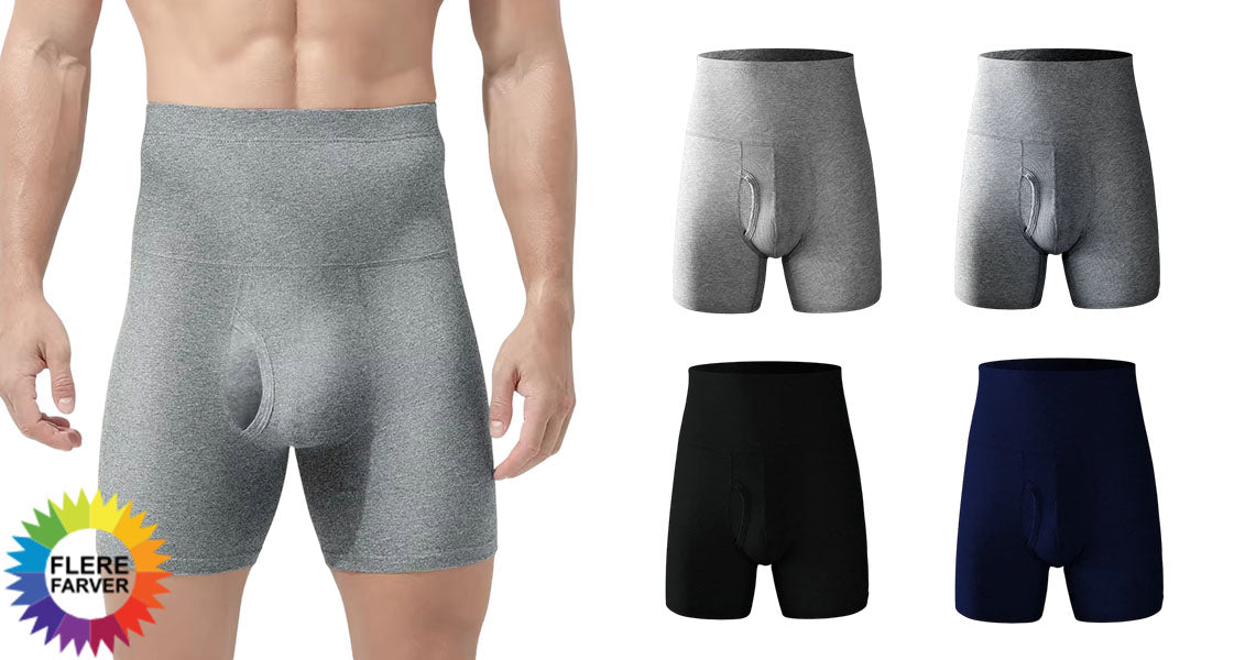 Herre Bomulds Boxershorts med Høj Talje og Lange Ben