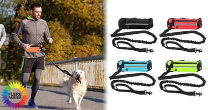 Håndfri Hundesnor med Mavetaske – Reflekterende og Udtrækkelig