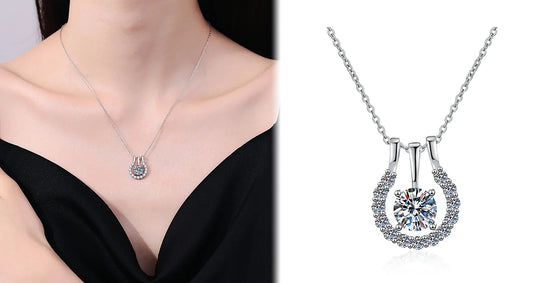 Sterlingsølv Hestesko Halskæde med Moissanit