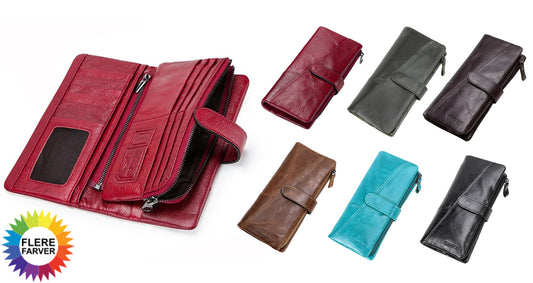 Lang Læderpung med Kortlommer og Møntpung