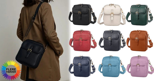 Stor Læder Crossbody Taske til Kvinder
