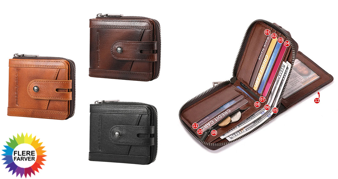 Herre Læder Bifold Pung med RFID-Blokering