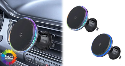 Magnetisk Trådløs Biloplader med Hurtig Opladning og RGB-lys