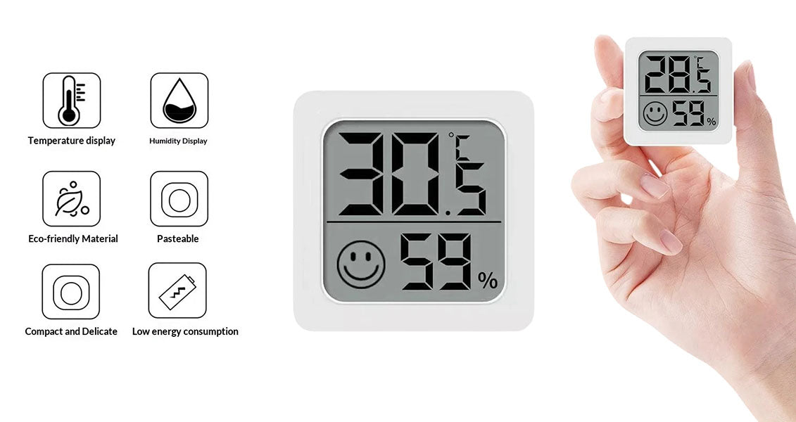 Mini LCD-termometer Hygrometer og Fugtighedsmåler