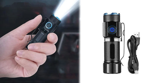 Mini LED-Lommelygte USB Genopladelig med Magnet