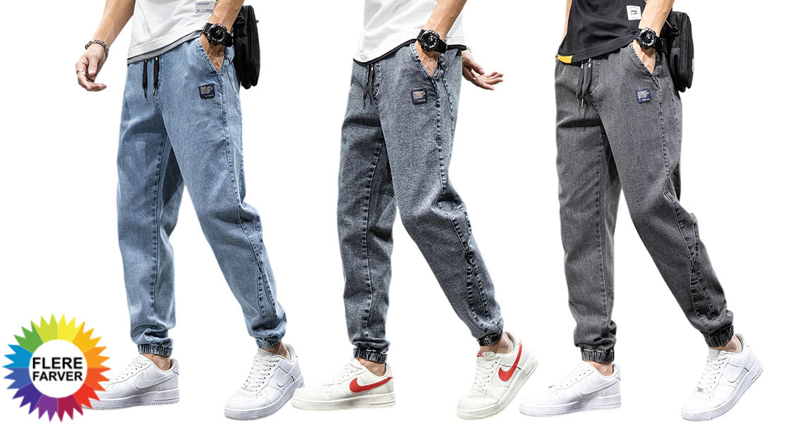 Herre Streetwear Cargo Jeans Sort og Blå