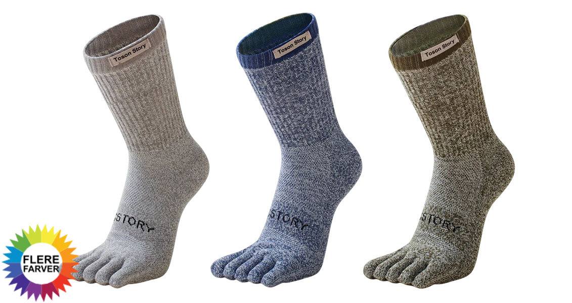 Åndbare Merinould Fem Tå Vinterstrømper